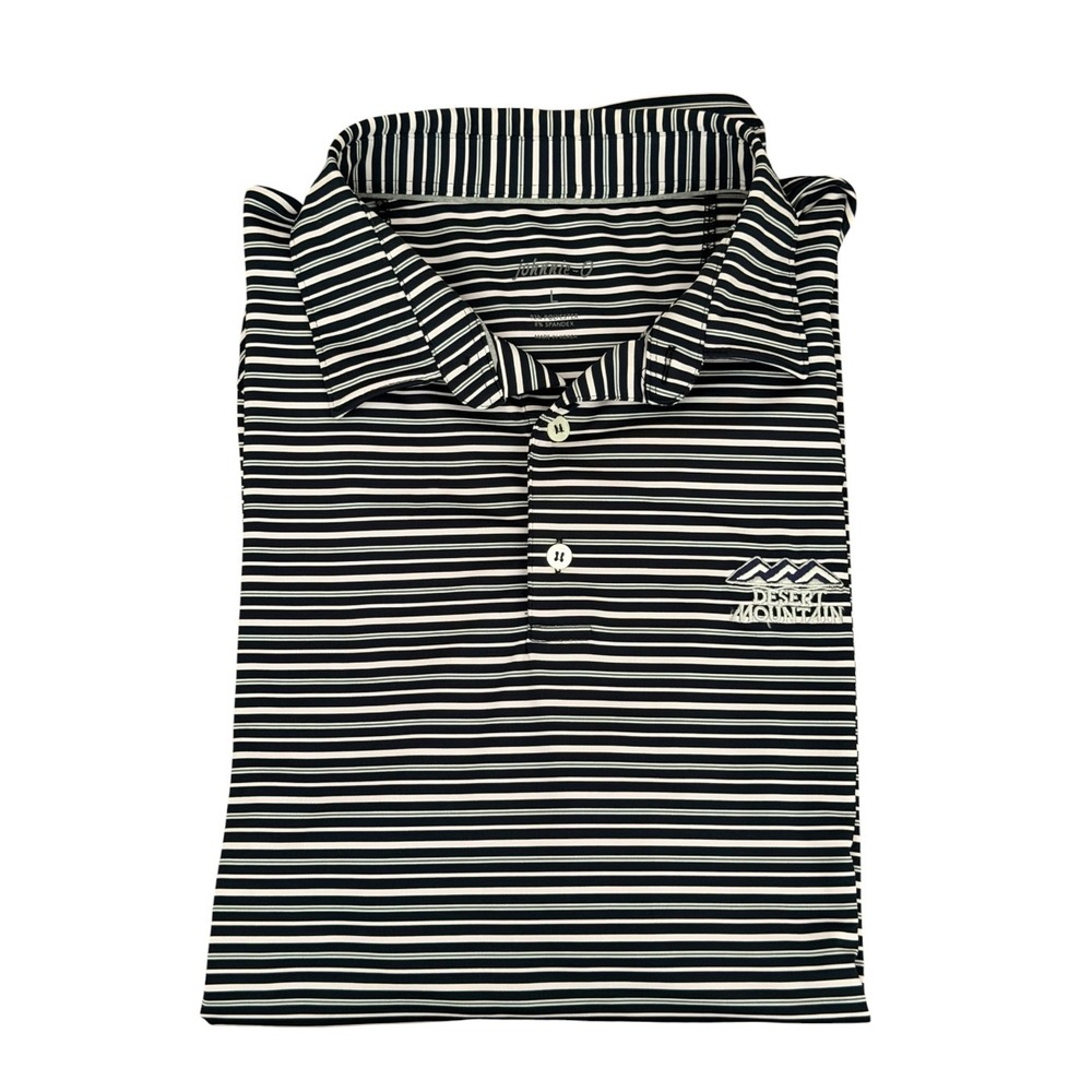 Johnnie-O Polo Shirt Men's Large Golf Performance Stretch Navy Striped